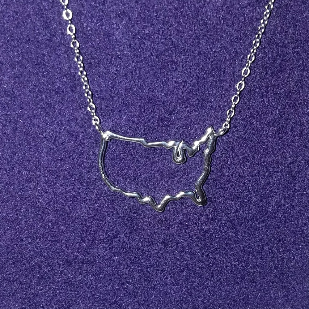 Sterling Silver United States Necklace USA